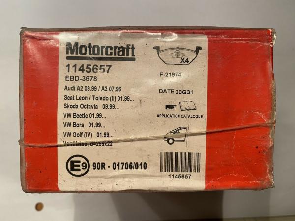 MOTORCRAFT 1145657 Bremsbelagsatz Audi A2, VW Beetle, Bora, Skoda